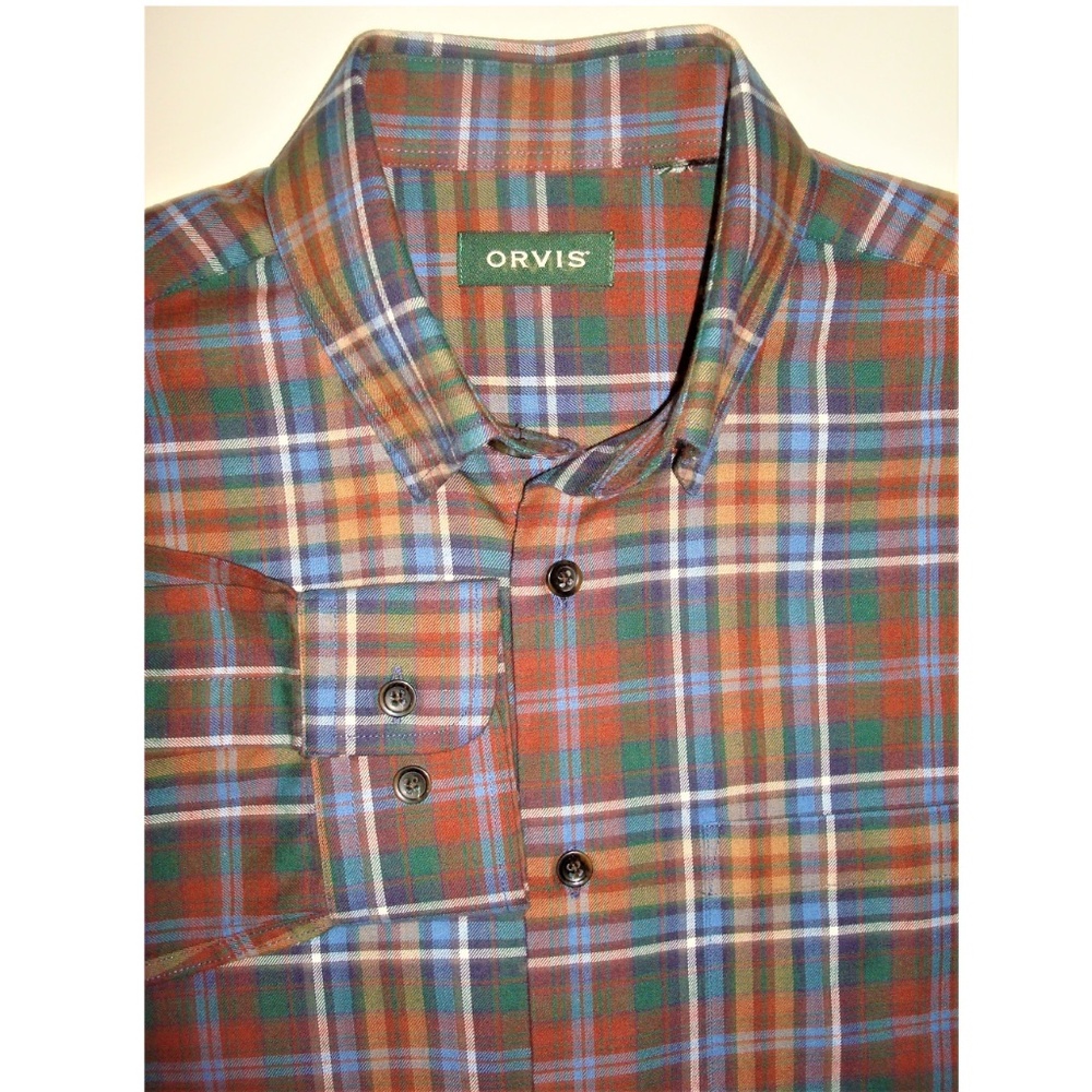 ORVIS Multi-Color Plaid, Cotton & Wool Blend Long Sleeve Shirt